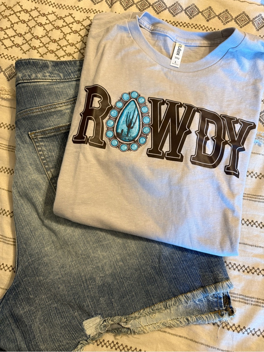 Tultex  'ROWDY' Graphic Tee with Turquoise Detail